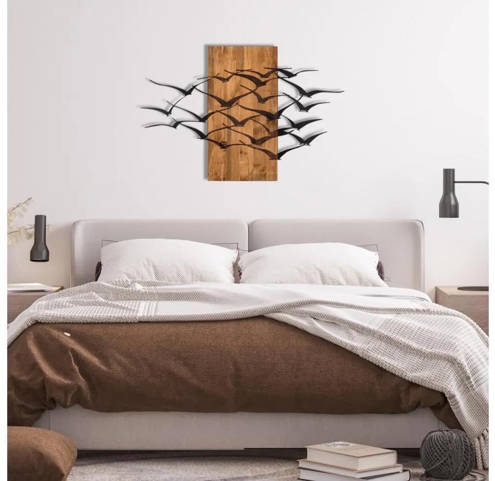 Asir Nástenná dekorácia 86x58 cm vtáci drevo/kov AS1646