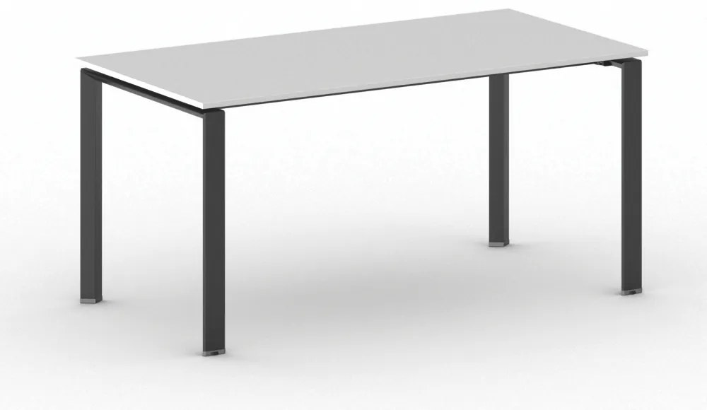 Rokovací kancelársky stôl PRIMO INFINITY, 160x80 cm, čierna podnož, biela