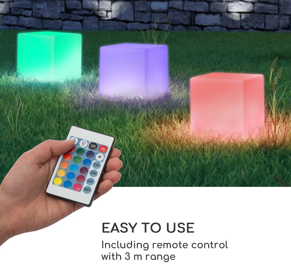 Blumfeldt Shinecube XL, svietiaca kocka, 40 x 40 x 40 cm, 16 LED farieb, 4 svetelné režimy, biela