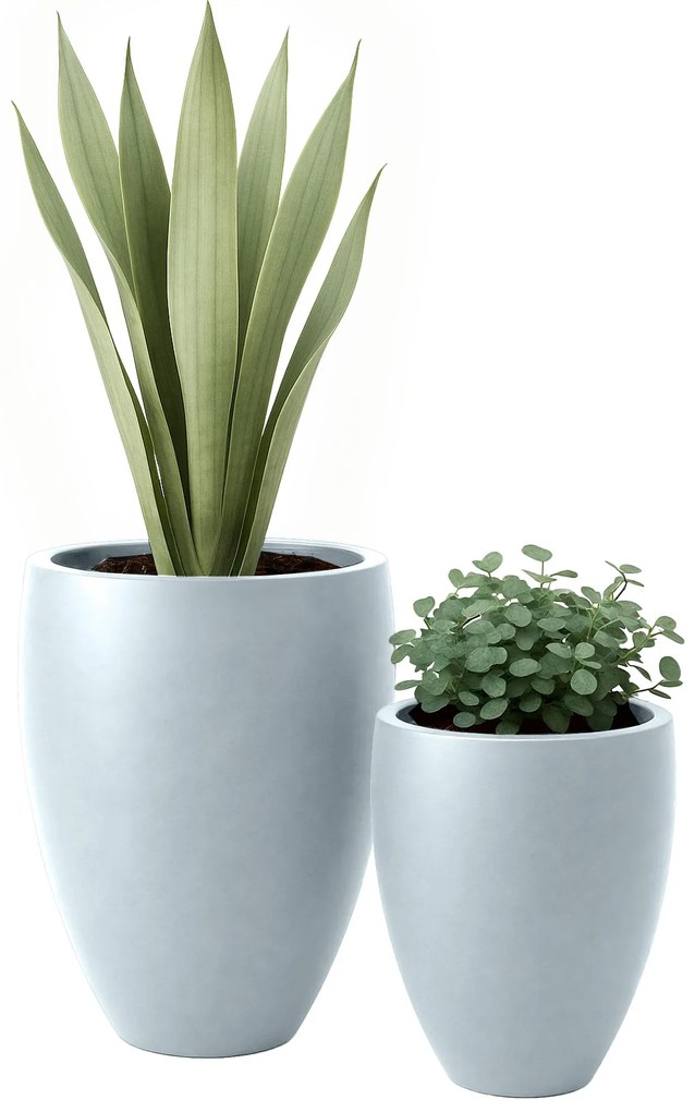 Sada 2 ks kvetináčov 2 round - sivá