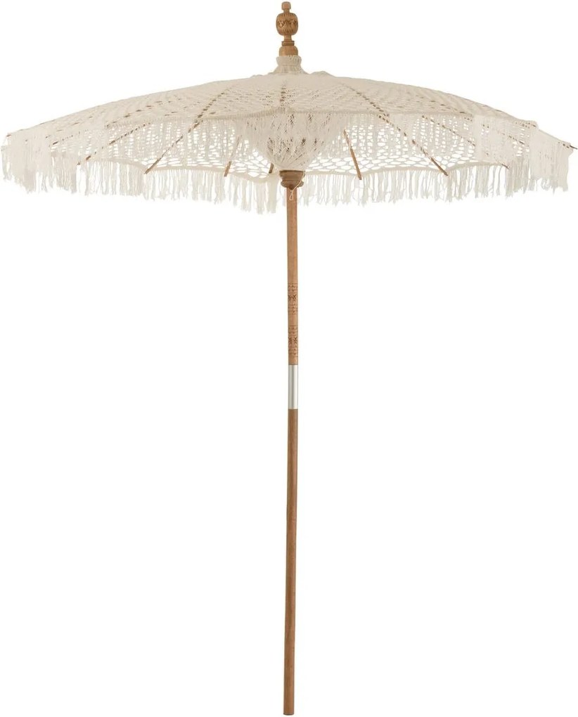 Prírodný drhaný slnečník s drevenou tyčou Macrame - ∅200*250 cm