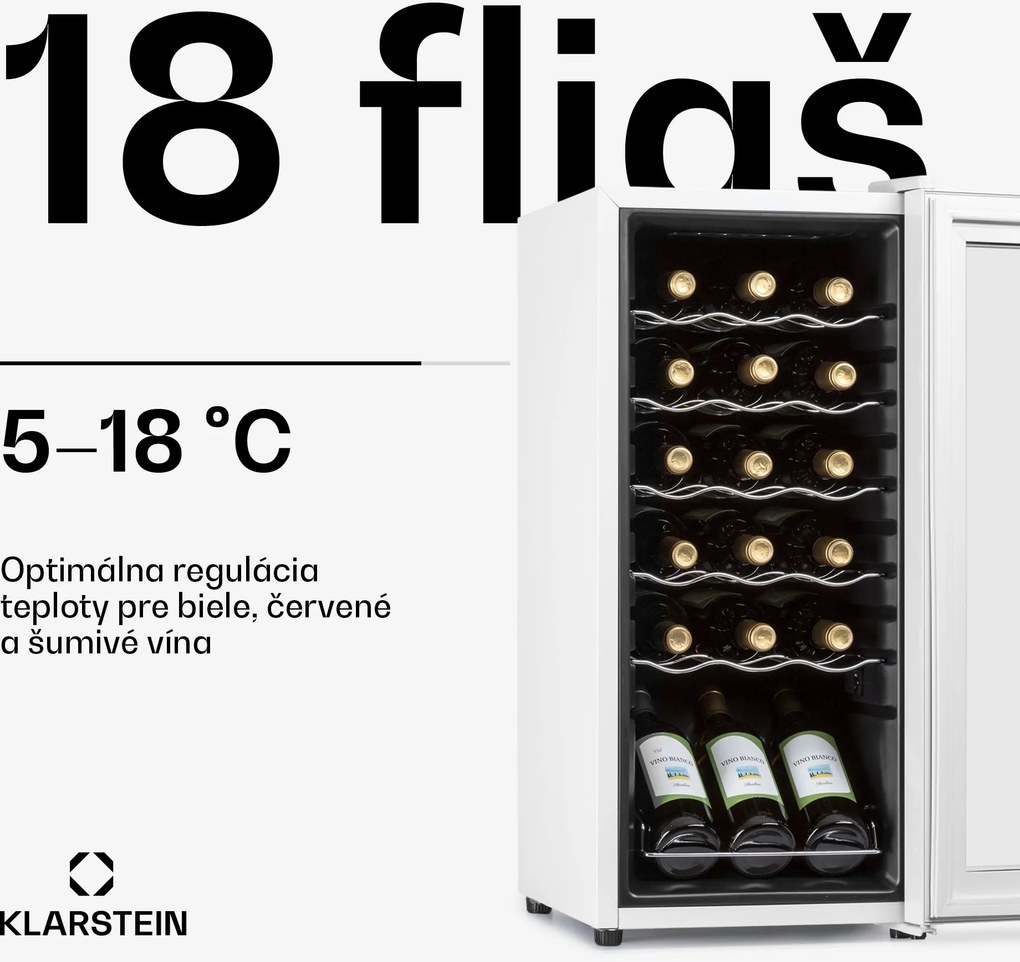 Klarstein Shiraz 18 Slim Uno, vinotéka, 50 l, 18 fliaš, 5-18°C, dotykový ovládací panel