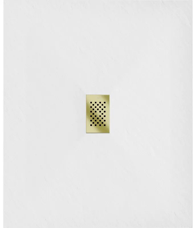 Mexen Hugo, obdĺžniková sprchová vanička SMC 140 x 100 cm, biela, zlatá krytka, 42101014-G