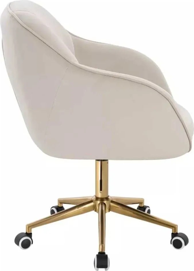 LuxuryForm DESIGN Stolička AVOLA VELUR na zlatej podstave s kolieskami - krémová