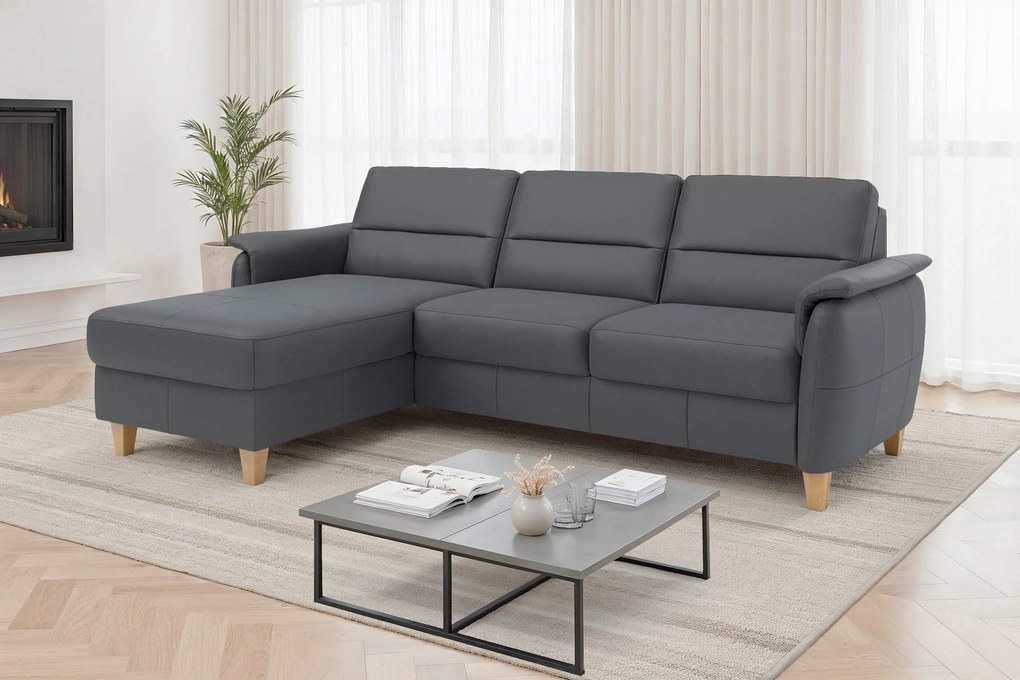 XXXLutz ROHOVÁ SEDAČKA, textil, koža, čierna Sit & More - Sedačky - 00014403324H