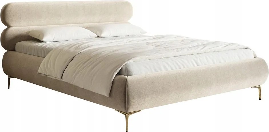Manželská posteľ 160 cm Rirri (rošt úl. priest.) (svetlobéžová zlatá)