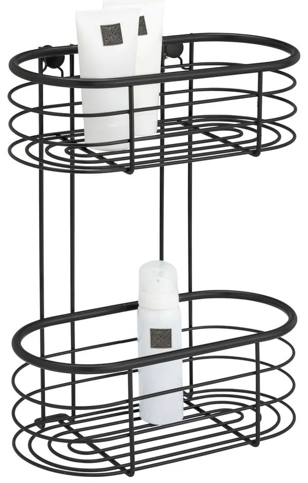 Čierna sprchová polica Wenko Trestina, 26 x 35 cm