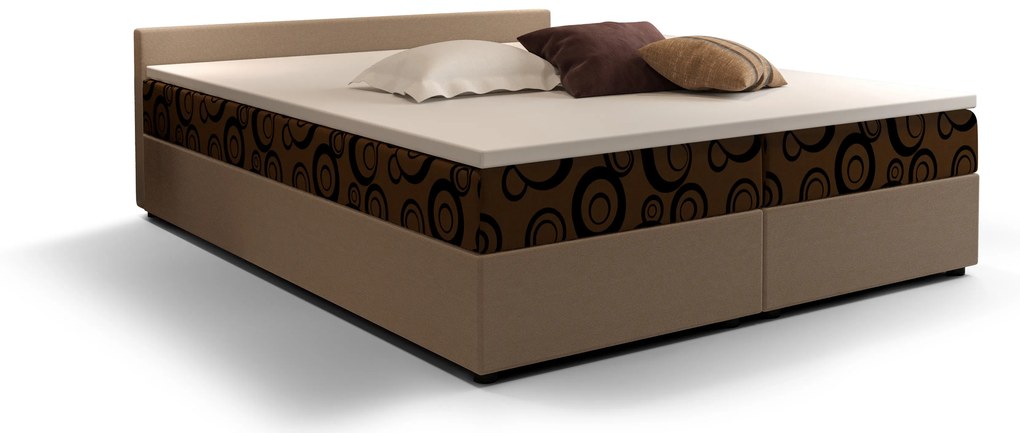 Manželská posteľ Boxspring 140 cm Ceren (vzor + svetlohnedá) (s matracom a úložným priestorom). Vlastná spoľahlivá doprava až k Vám domov. 1046411