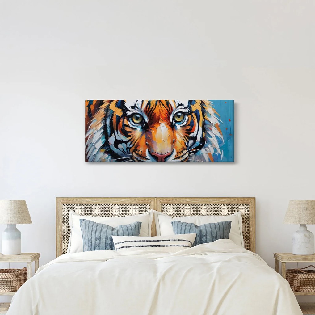 Obraz - Pohľad tigra, maľba (120x50 cm)