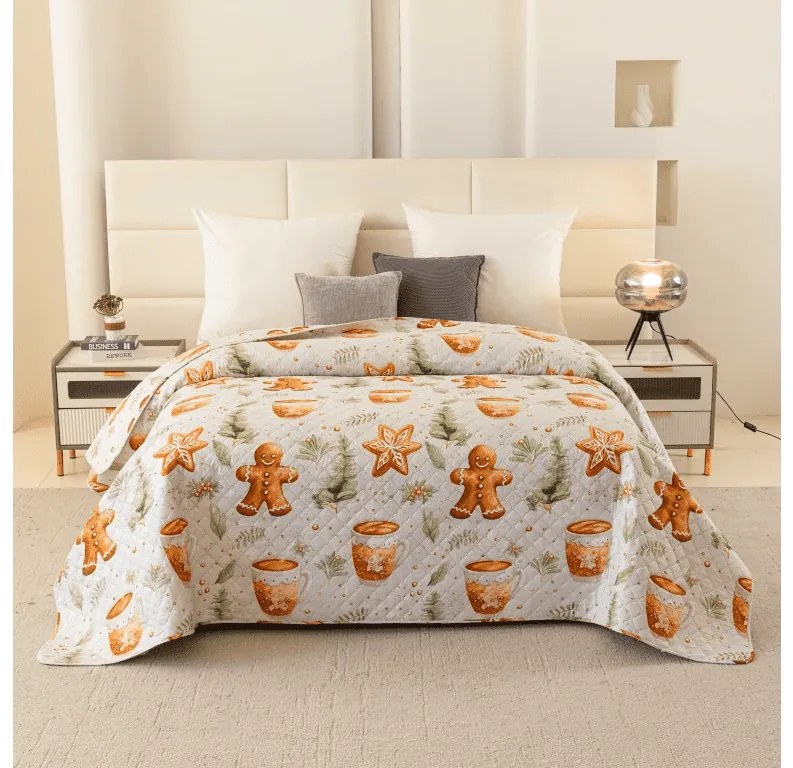 Prehoz na posteľ WINTER GINGERMAN, biely Rozmer: 170 x 210 cm