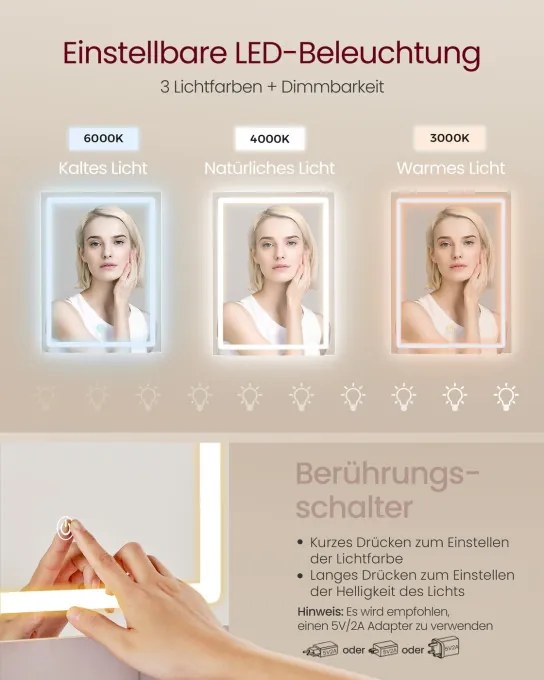 Toaletný stolík so zrkadlom a LED osvetlením RDT143WB01