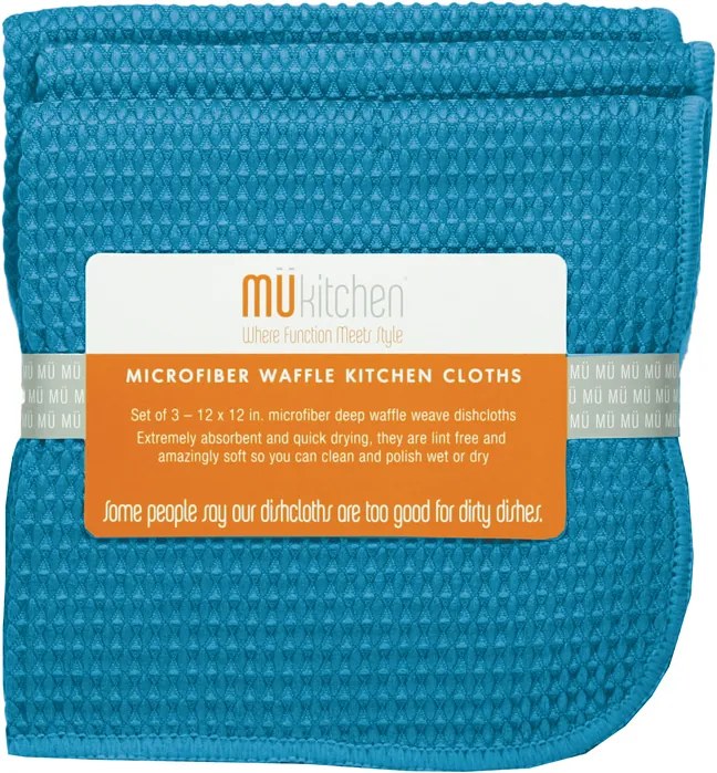 MÜkitchen Kuchynská handrička vaffle sea blue MÜmicro® 3 ks