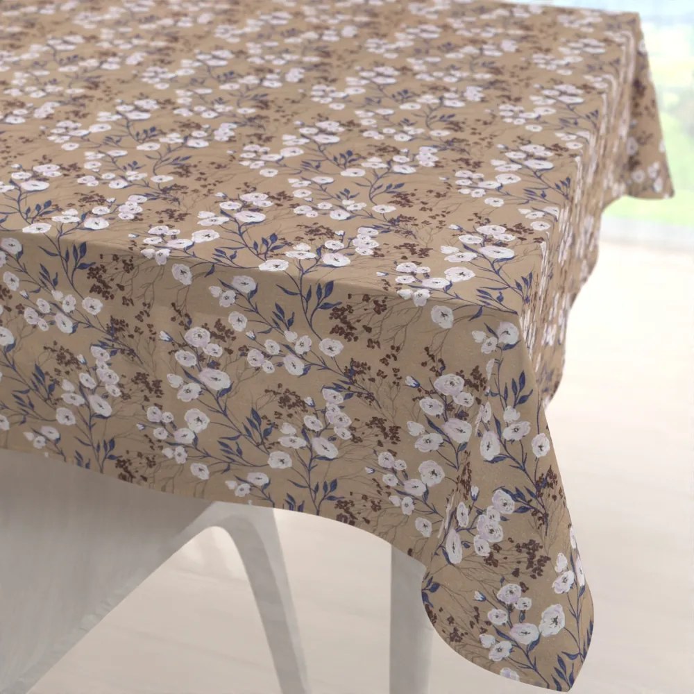 Biante Dekoračný štvorcový obrus PML-036 Popínavé kvety na hnedom 100x100 cm