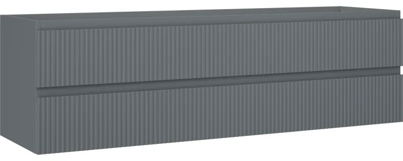 Mexen Rivel, kúpeľňová skrinka 160 cm, 2 zásuvky, drážkovaná, grafitová matná, 91A20-16047-2-BFF66