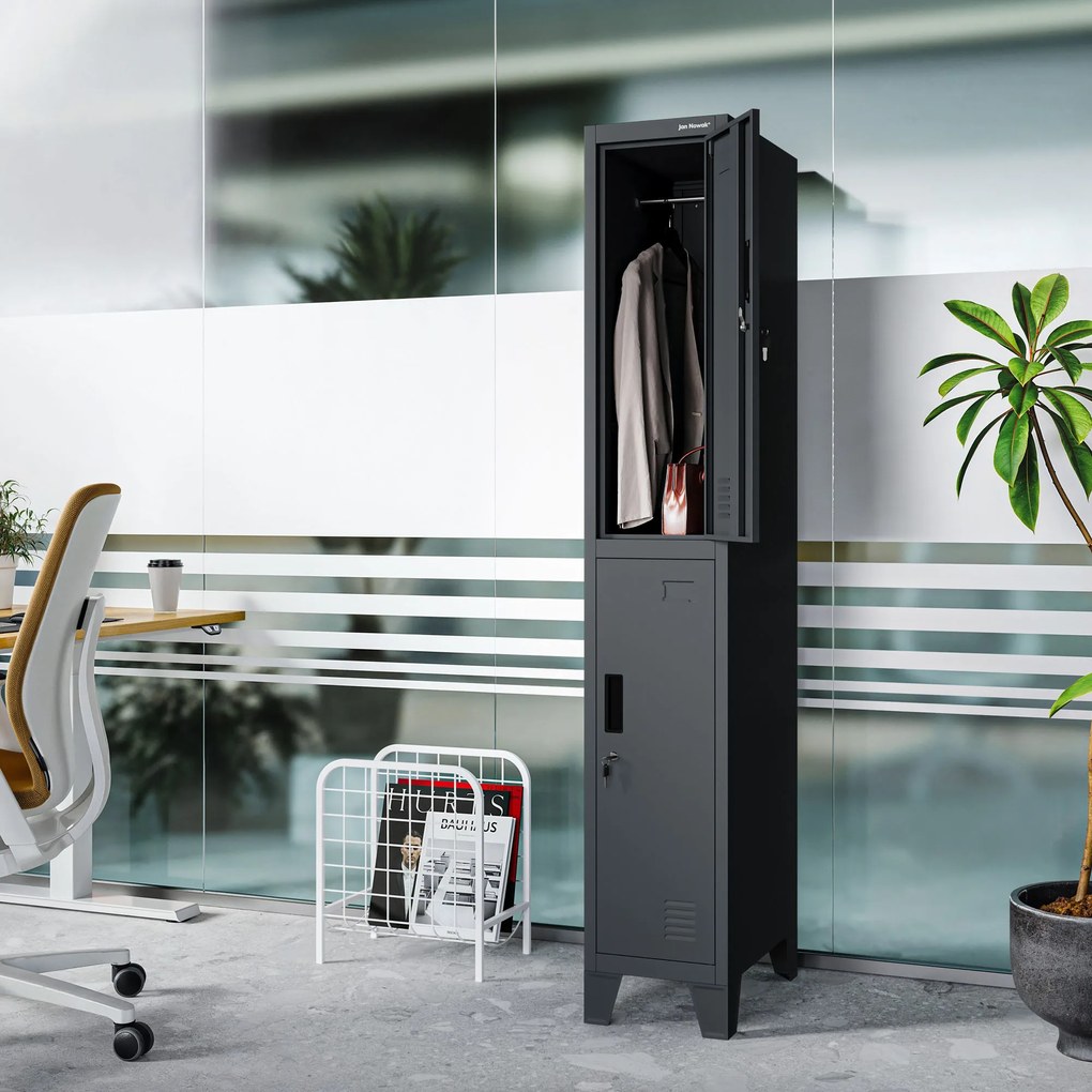 Šatníková skriňa pre zamestnancov antracitová BARTEK 1 Plus 292 x 1720 x 450 mm