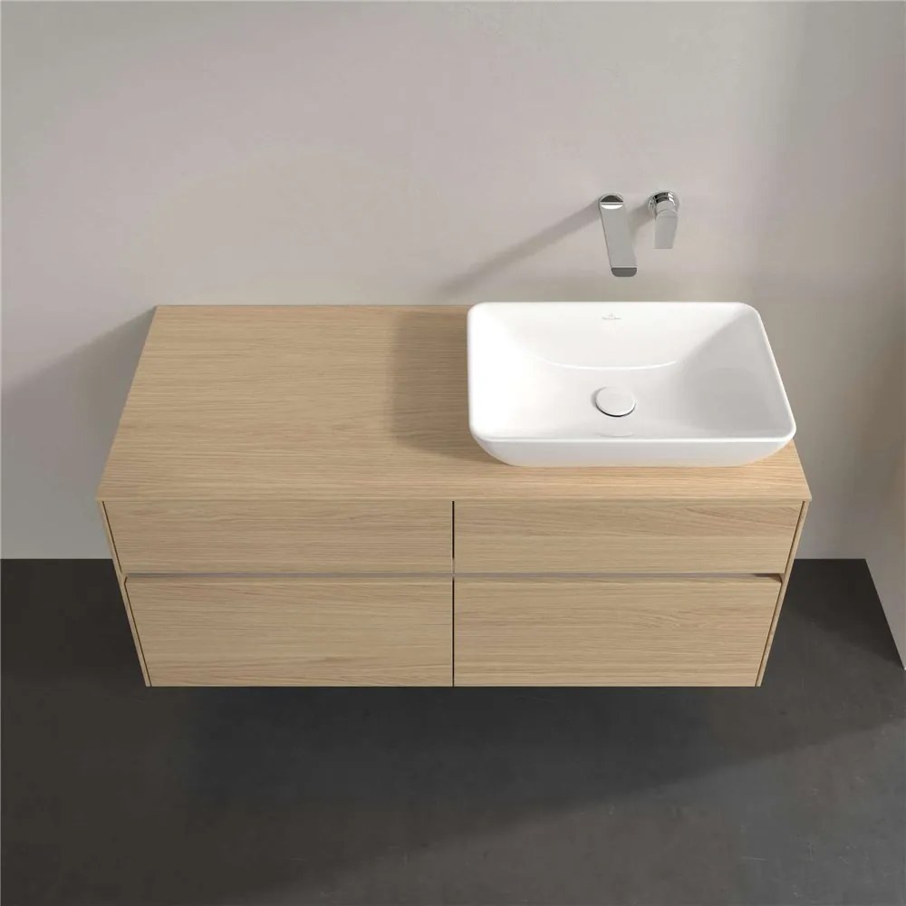 VILLEROY &amp; BOCH Collaro závesná skrinka pod umývadlo na dosku (umývadlo vpravo), 4 zásuvky, s LED osvetlením, 1200 x 500 x 548 mm, Nordic Oak, C114B0VJ