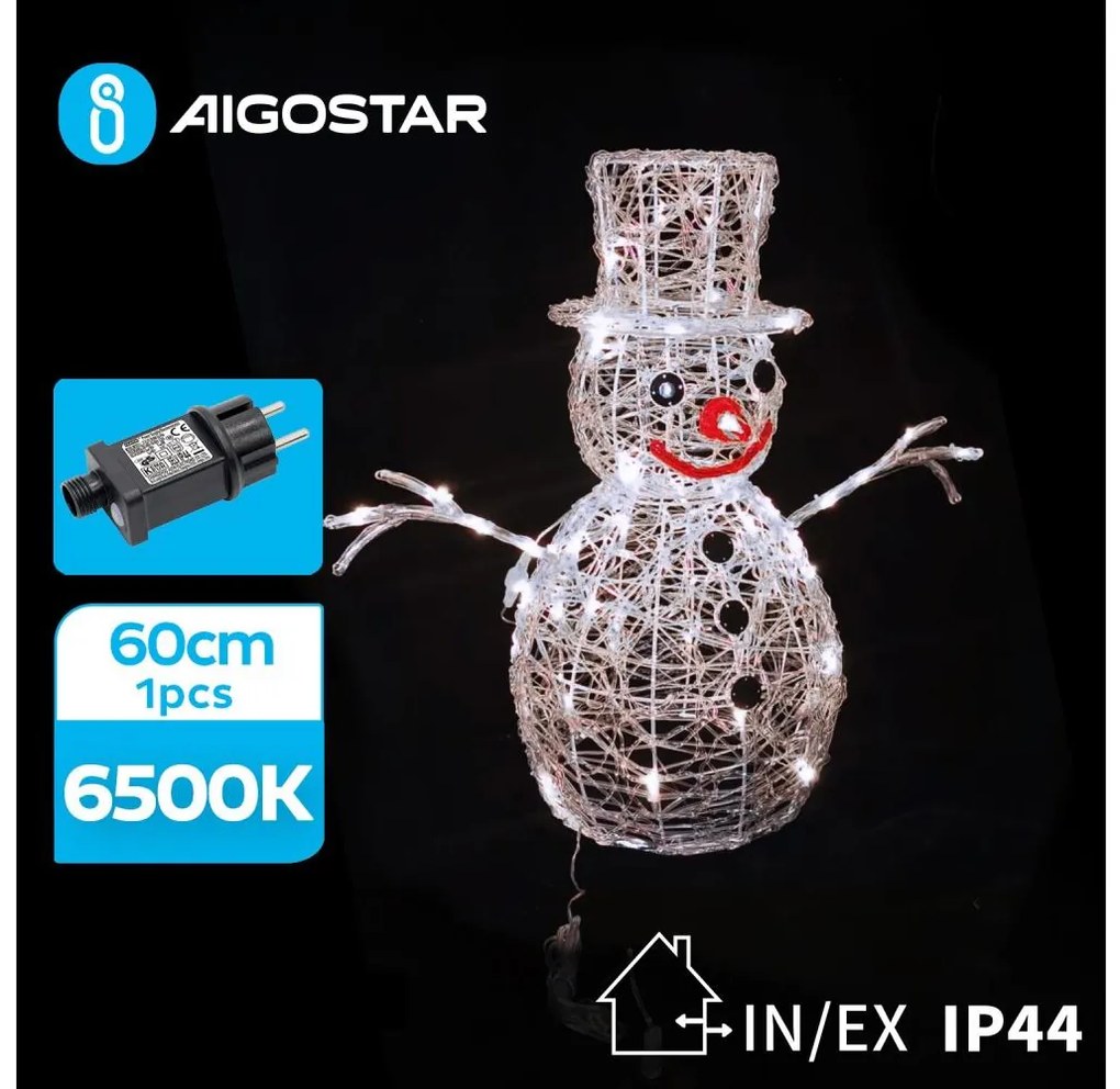 Aigostar B.V. Aigostar-LED Vonkajšia vianočná dekorácia LED/3,6W/31/230V 6500K 60cm IP44 snehuliak AI0477