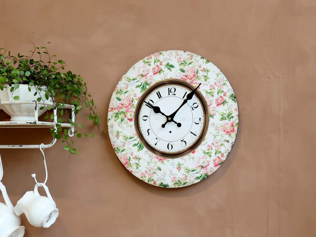 Nástenné hodiny s kvetinami Flowers de Provence – 34*3cm/ 1*AA