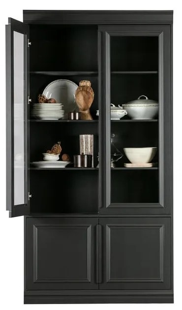 Čierna vitrína z borovicového dreva 110x215x44 cm Organize – WOOOD