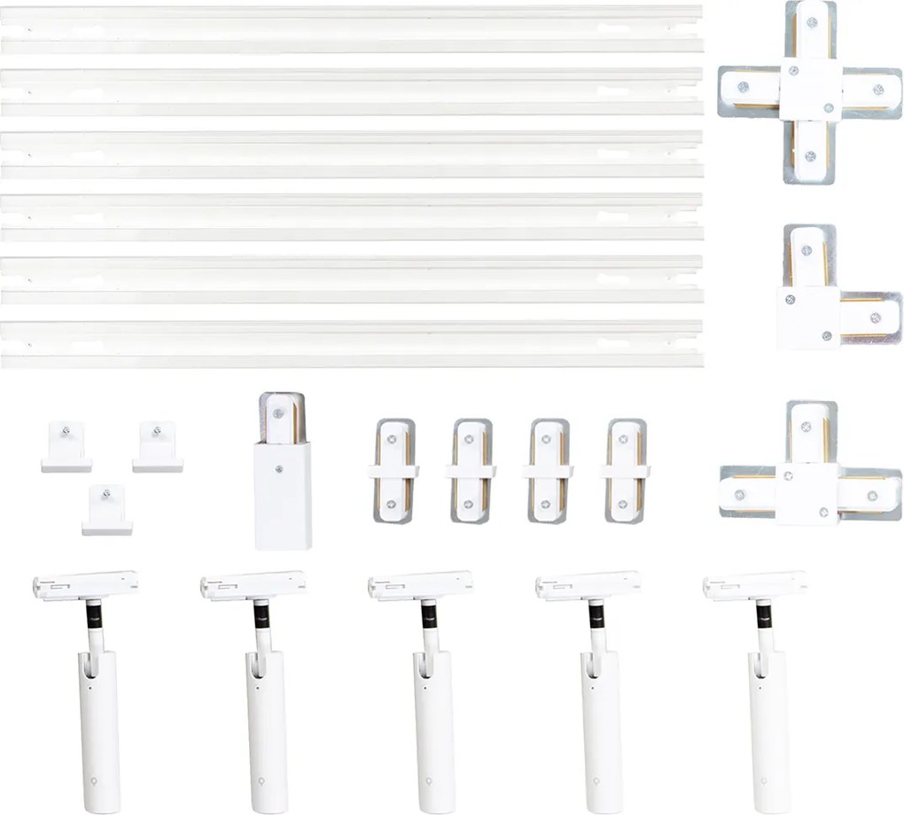 Moderný koľajnicový systém s 5 bodovými svetlami biely 1-fázový GU10 35mm - Iconic Jeana Luxe