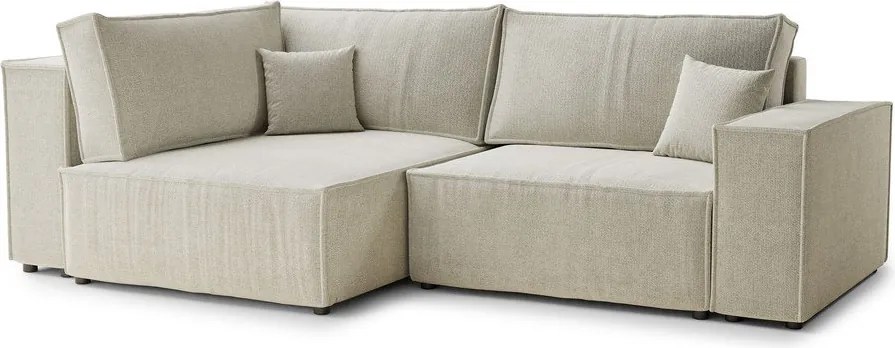 Krémovobiela ženilková rozkladacia/s úložným priestorom rohová pohovka (ľavý roh/do L) Tonga – Maison de Rêve