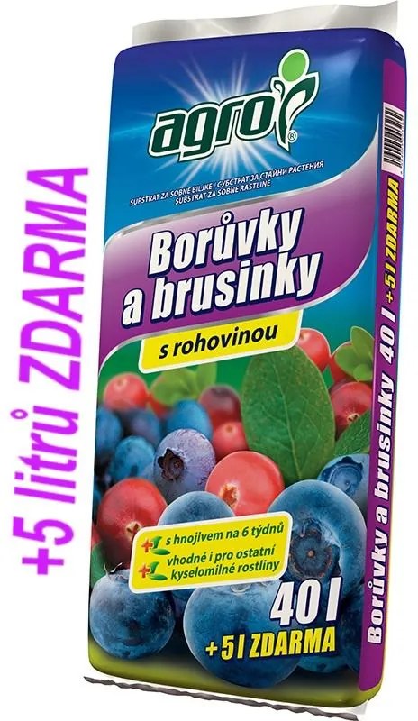 AGRO Substrát pre čučoriedky a brusnice 40 l + 5 l zdarma