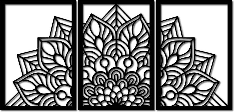 3-dielna mandala kvetov – moderná drevená nástenná dekorácia do obývačky | SENTOP HDF0583