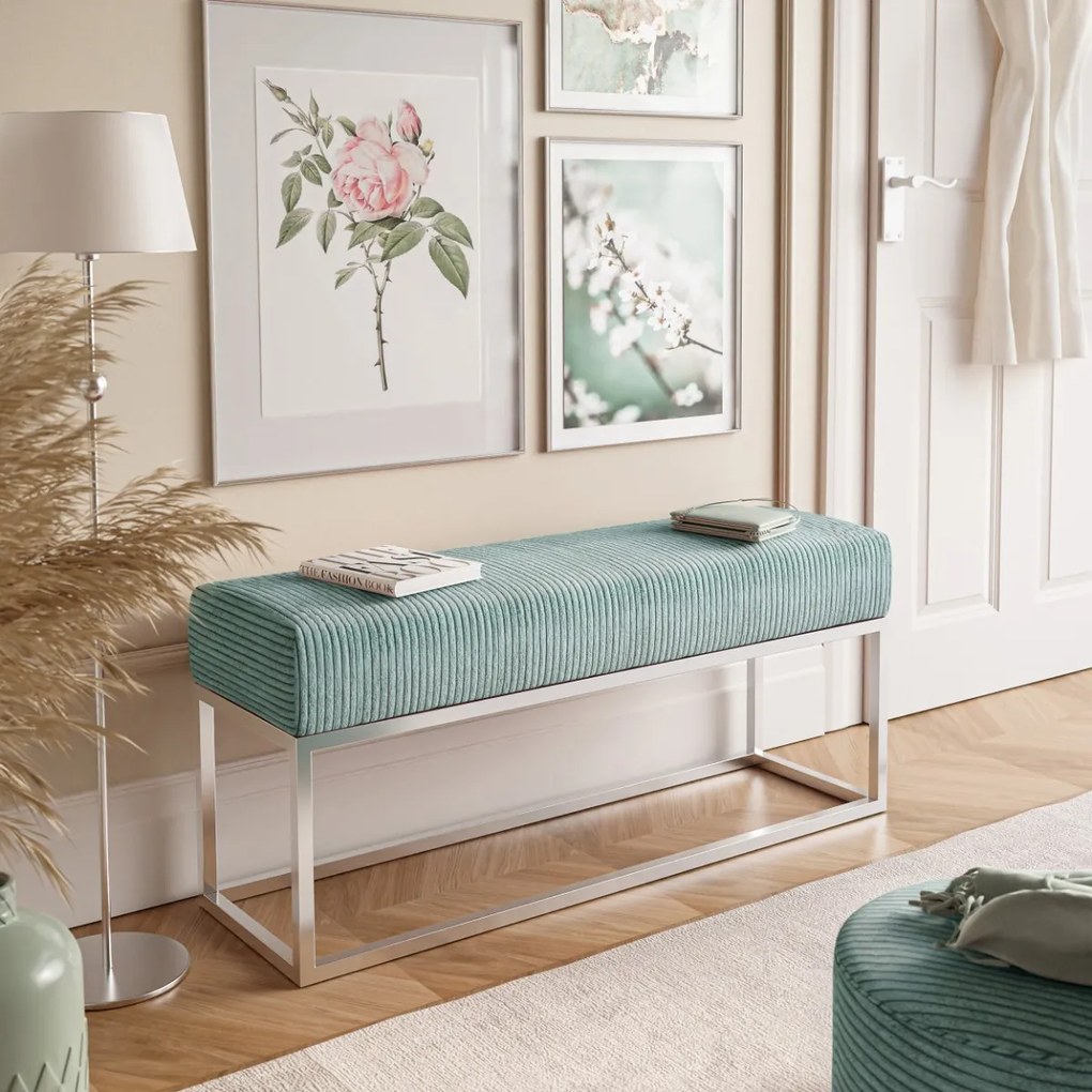 ČALÚNENÝ TABURET / LAVICA CLAUDIO + STRIEBORNÝ PODSTAVEC ANAFI 8