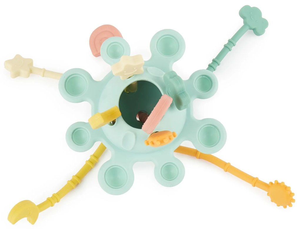 Bieco - Silikónová motorická hračka s aktivitami - eucalyptus