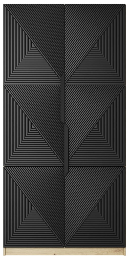 Skriňa Asha 100 cm - artisan / čierna mat / čierne úchytky
