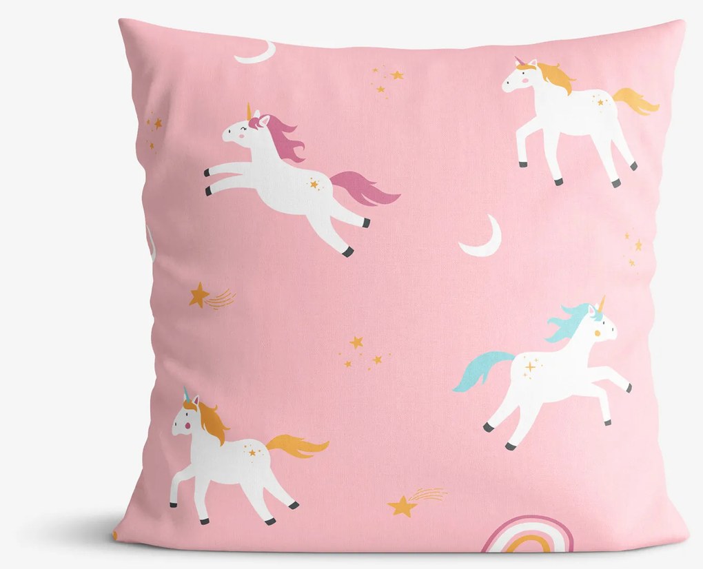 Goldea detská bavlnená obliečka na vankúš - veselí jednorožci 40 x 40 cm