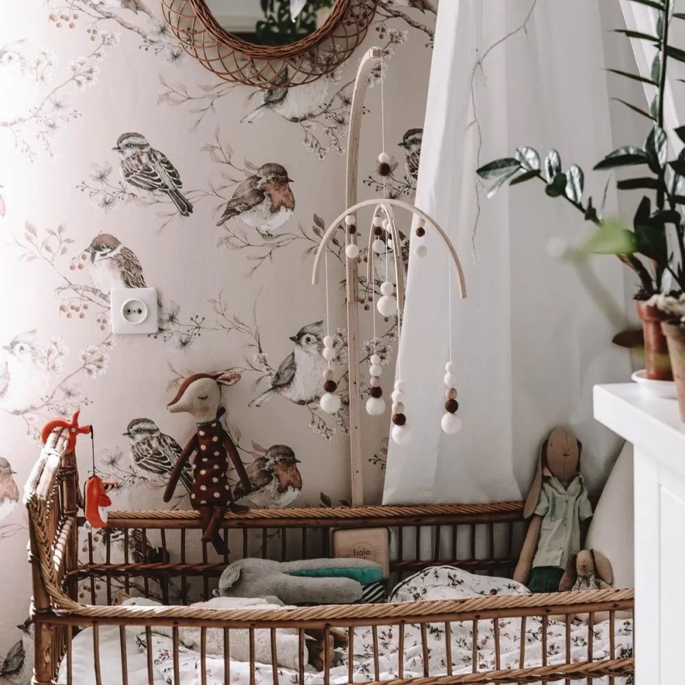 Tapeta vtáky béžová 280×50 cm