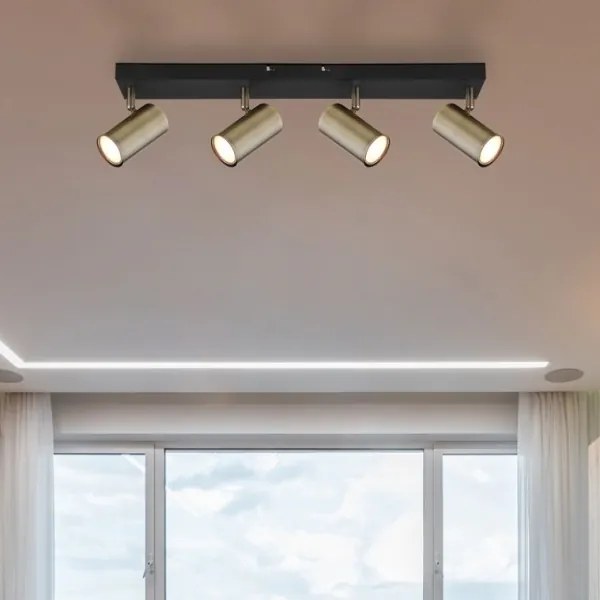 Globo 57911-4M - Bodové svietidlo ROBBY 4xGU10/35W/230V čierna/mosadz