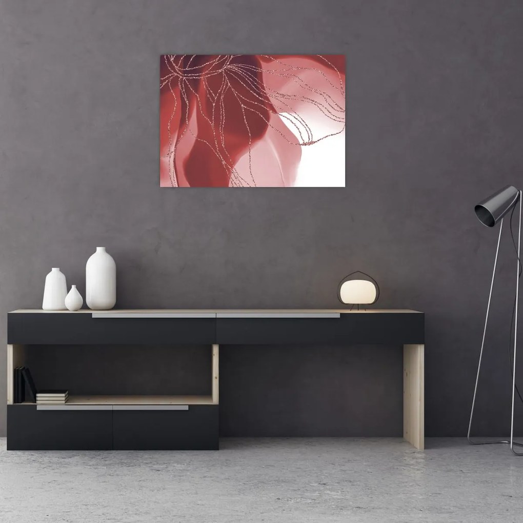 Obraz - Červená abstraktná kvetina N⁰1 (70x50 cm)