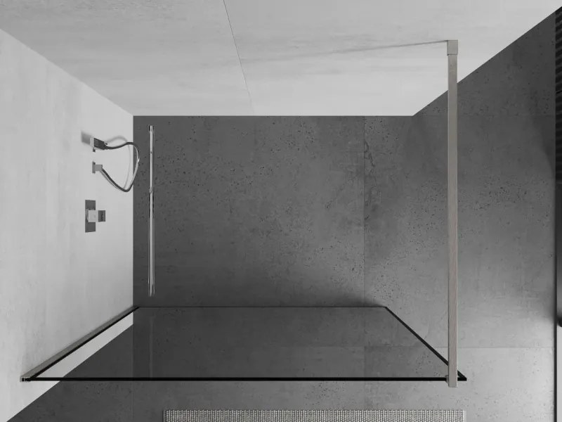 Mexen Kioto, sprchová zástena Walk-In 100 x 200 cm, 8mm číre sklo čierny vzor, brúsená oceľ profil, 800-100-101-97-70