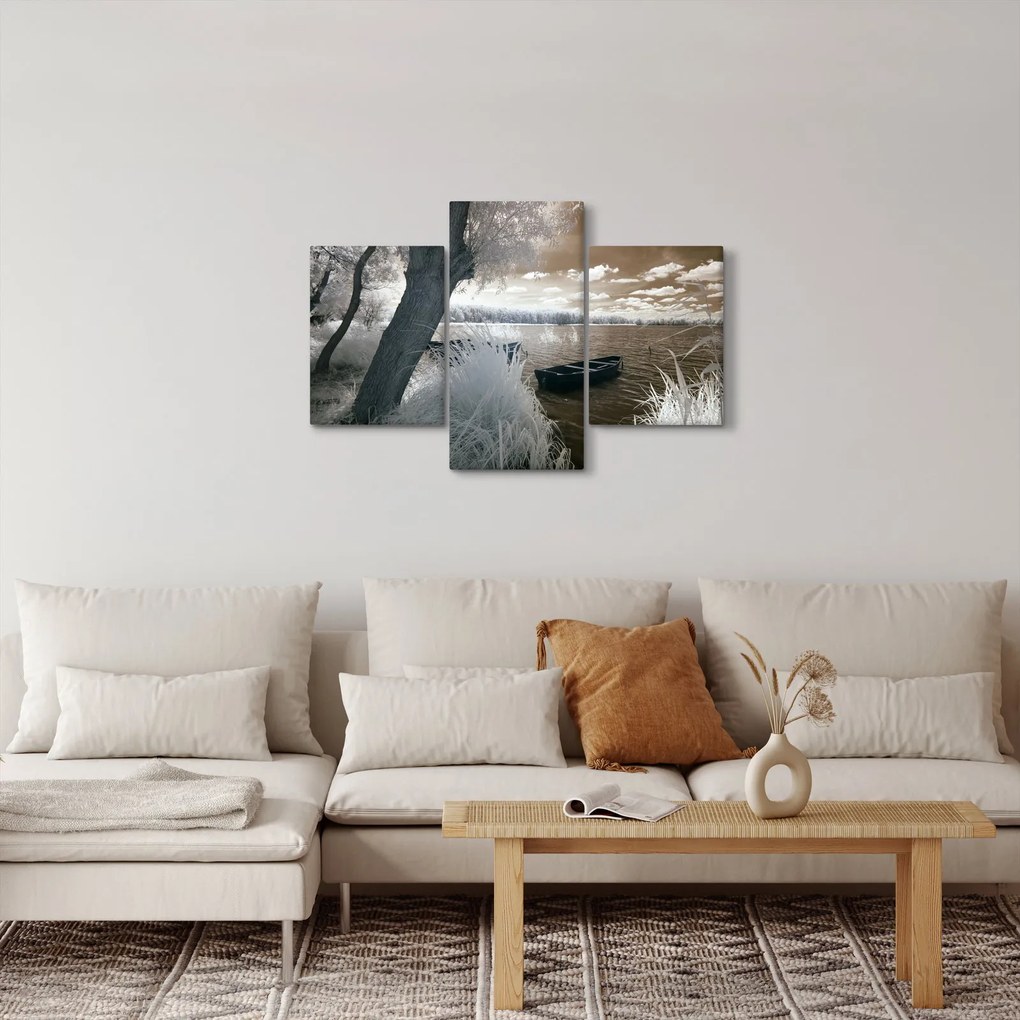 Obraz loďky na jazere (90x60 cm)
