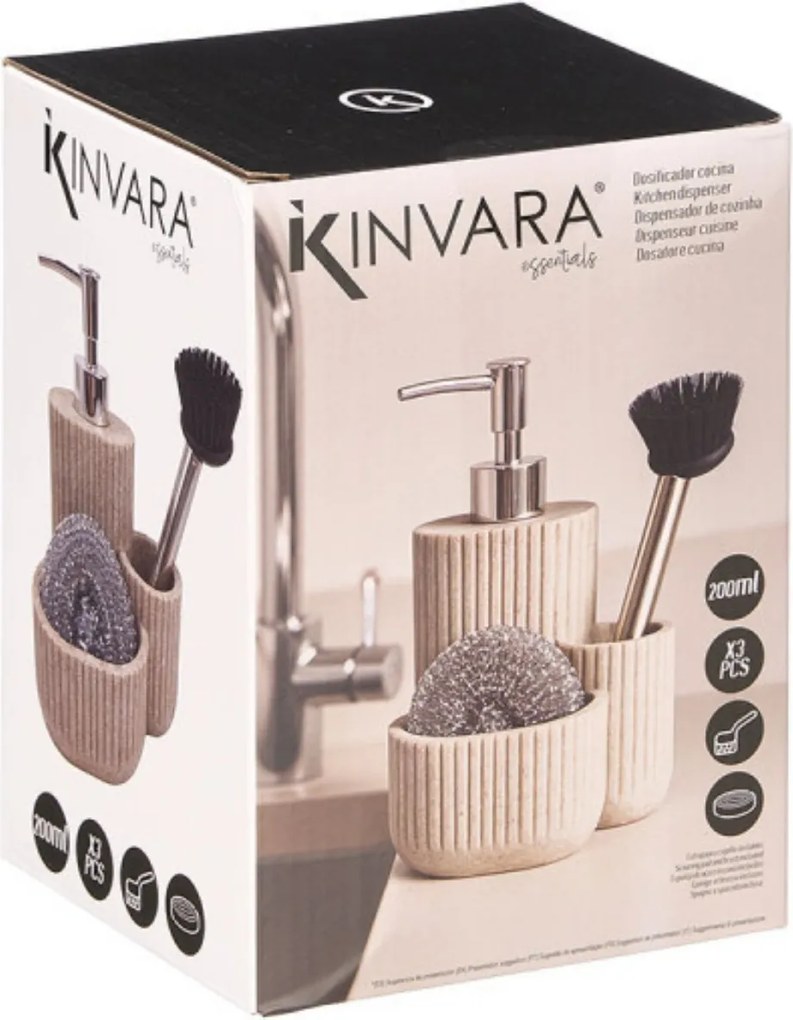 Dávkovač saponátu Stripe, béžová/s chrómovými prvkami