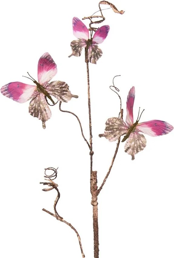 Dekoratívna vetva s motýlikmi Butterfly pink - 14*5*85 cm