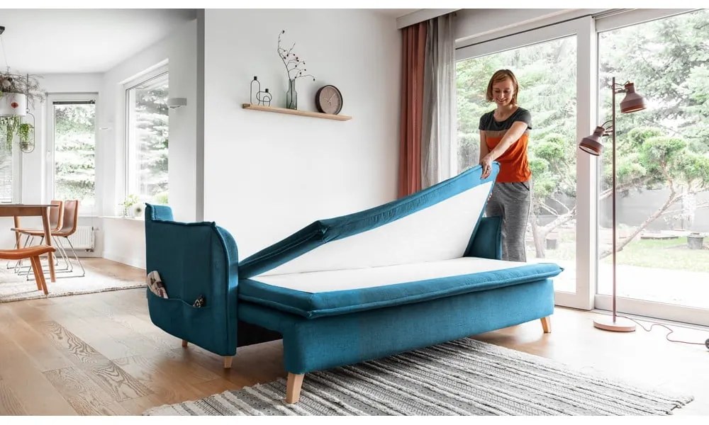 Tyrkysovomodrá rozkladacia pohovka 225 cm Charming Charlie – Miuform