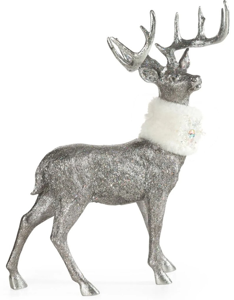 DEKORAČNÁ SOŠKA BUCK 36X52 CM STRIEBORNÁ