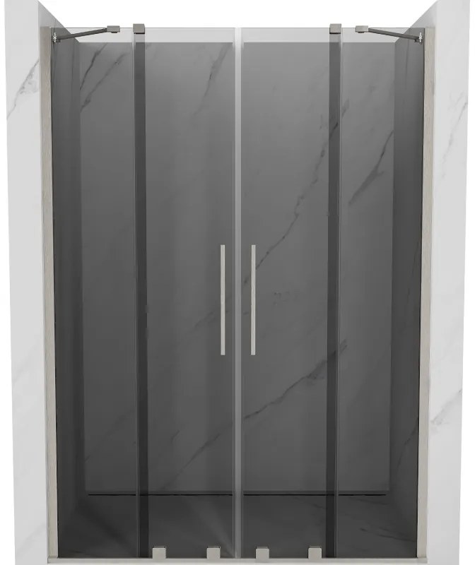 Mexen Velar Duo, posuvné sprchové dvere do otvoru 140 cm, 8mm šedé sklo, brúsená oceľ, 871-140-000-42-97