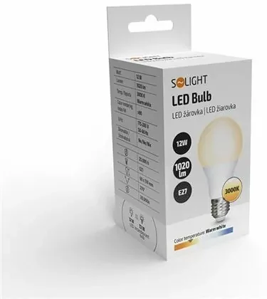 Solight Žiarovka LED WZ507A 12 W, E27, 3000 K, 270°, 1010lm, teplá biela