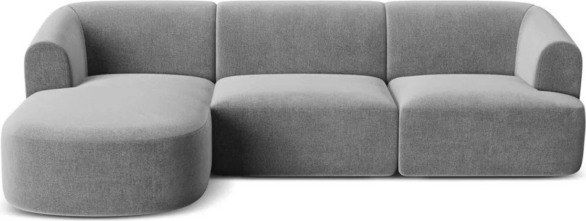 Svetlosivá zamatová rohová pohovka (ľavý roh/s leňoškou) Campi – Cosmopolitan Design