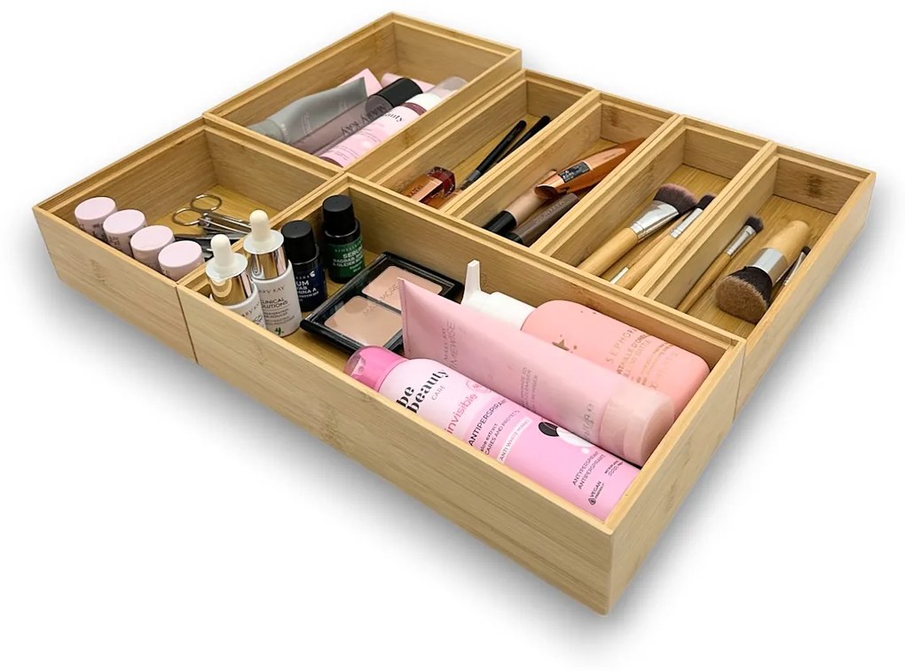 Zeller Present Súprava 7 ks bambusových organizérov do zásuvky, BAMBOOZ, 38 x 45 cm