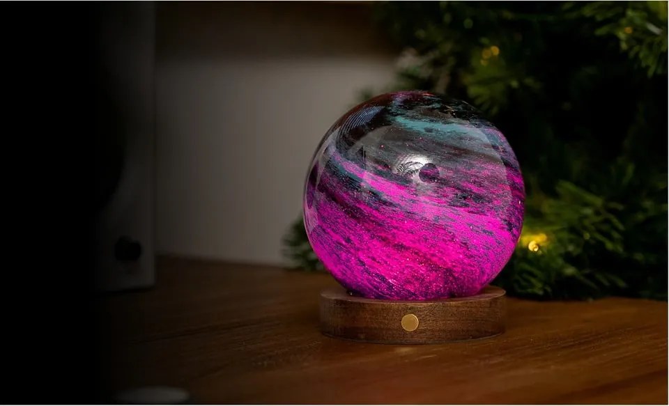 Tmavohnedá/tmavo prírodná svetelná dekorácia na USB ø 12 cm Stellar Ocean – Gingko