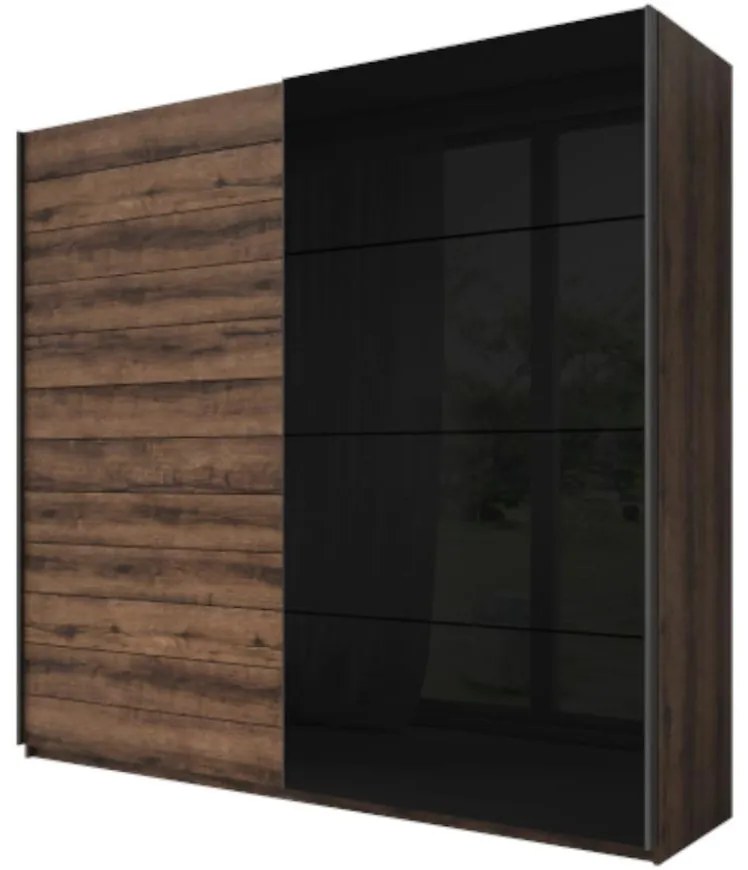 Skriňa Galaxy 69 dub monastery/čierne sklo