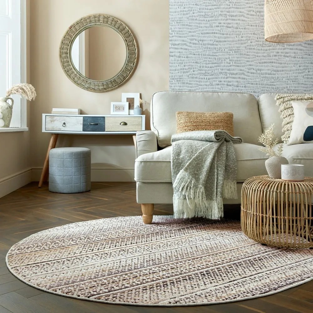 Béžový okrúhly koberec 140x140 cm Camino – Flair Rugs
