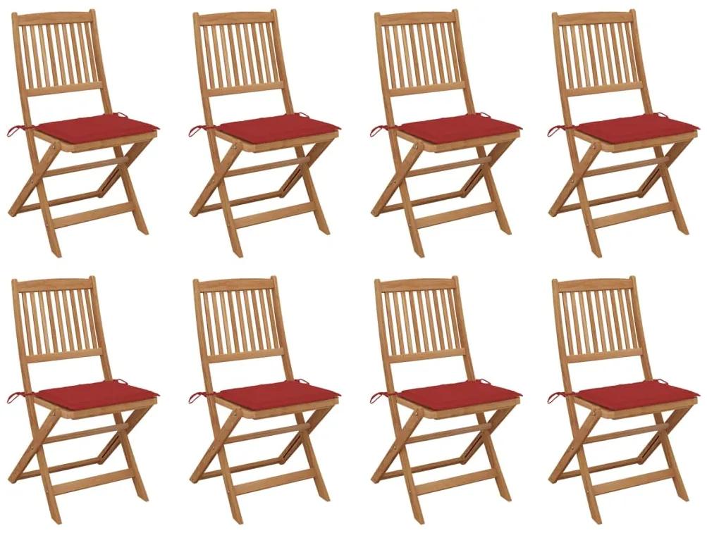 Skladacie vonkajšie stoličky s podložkami 8 ks akáciový masív 3075119