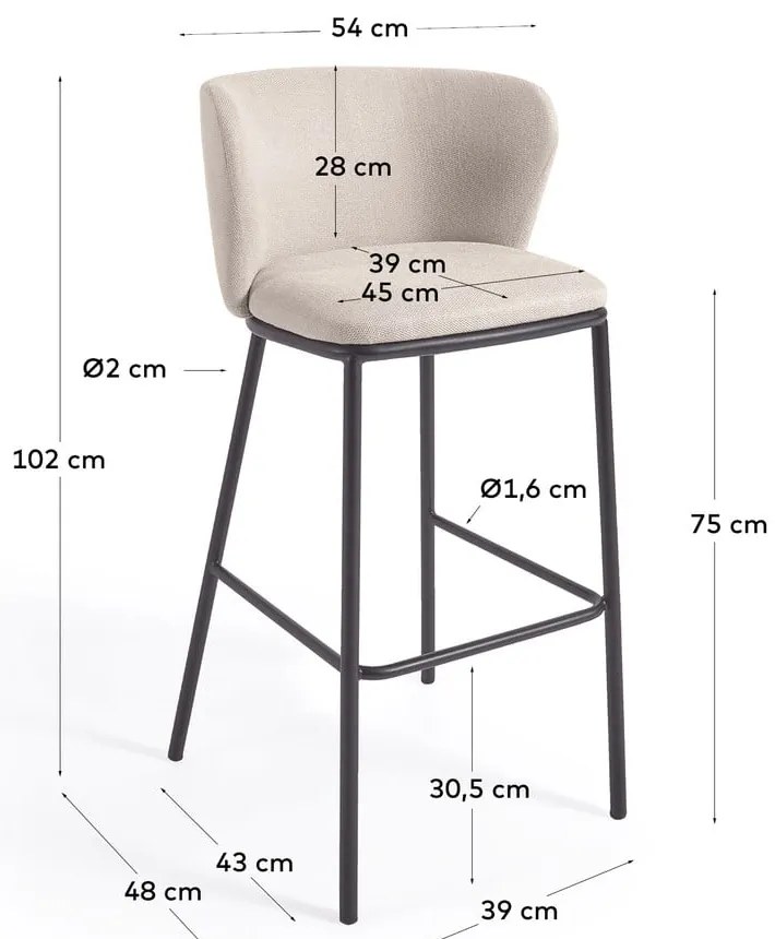Béžová barová stolička 102 cm Ciselia – Kave Home