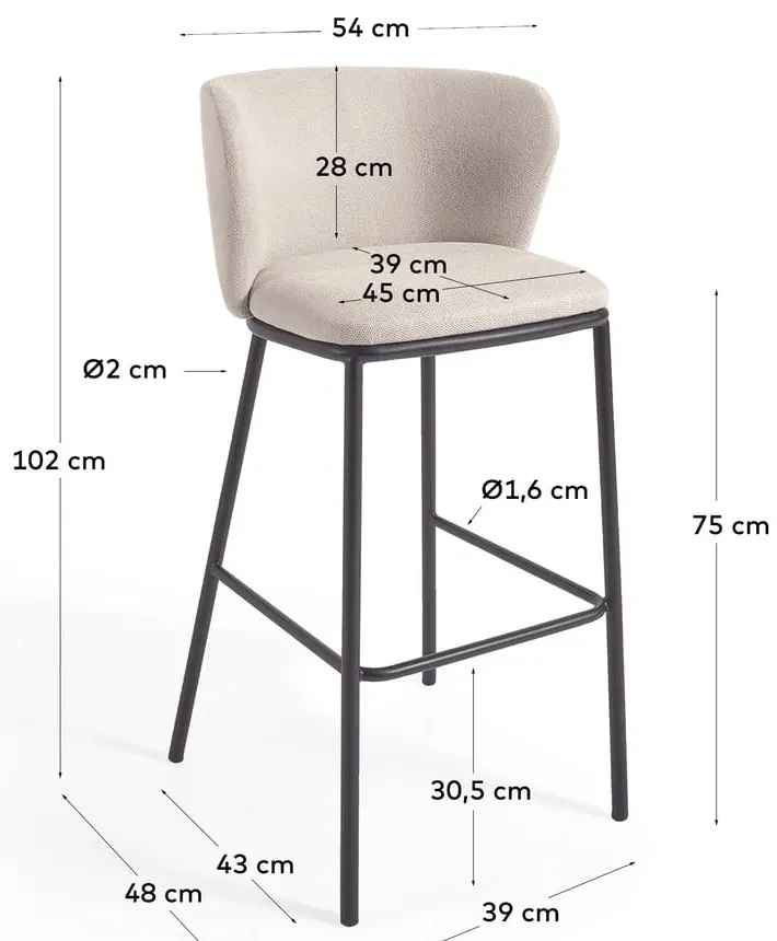 Béžová barová stolička 102 cm Ciselia – Kave Home